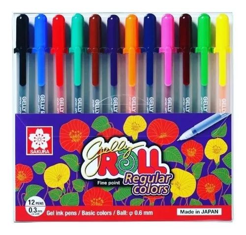 Kit De Plumas De Gel Sakura Gelly Roll Regular Colors 12 Pzs