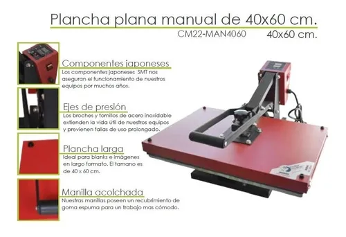 Plancha Plana Manual Sublimar Sublimación 40 X 60 Color Make