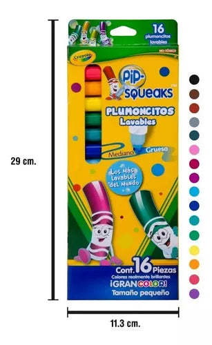 Plumones Plumocitos Lavables Crayola Pip Squeaks 16 Colores - MarchanteMX