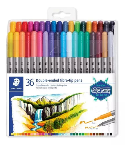 Plumón Marcador Staedtler Duo Color Doble Punta 36 Colores