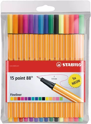 Rotulador Stabilo Point 88 Punta 0.4 Mm Estuche 15 Colores