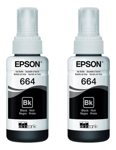 Kit 2 Tintas Epson T664 70 Ml L110 L120 L200 L210 L300 L350