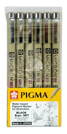 Kit Estilógrafo Pigma Micron Tinta Negra con Puntas Diferentes 6 Piezas