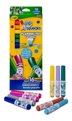 Plumones Plumocitos Lavables Crayola Pip Squeaks 16 Colores - MarchanteMX
