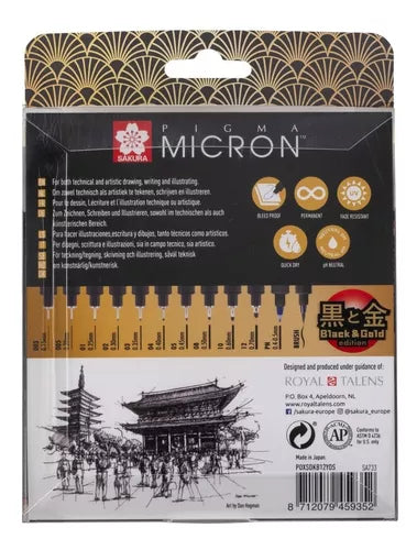 Kit Estilógrafo Sakura Pigma Micron Edición Limitada 12 Pzs Color Make