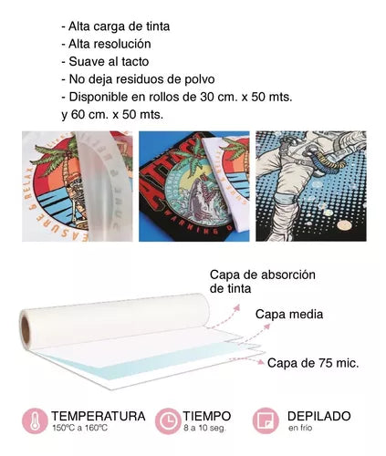 Rollo De Film Para Dtf Color Make 30 Cms X 50 Metros