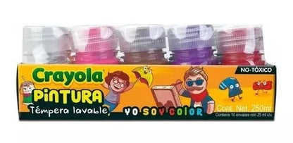 Pintura Témpera Lavable Crayola 10 Frascos De 25 Ml C/u - MarchanteMX