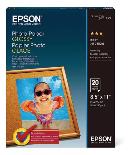 Papel Fotográfico Glossy Epson Carta 200 Gramos 20 Hojas
