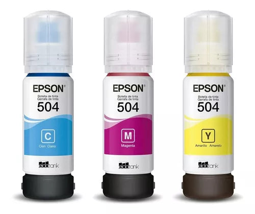 Kit 3 Tintas Epson T504 Ecotank Tinta Continua L4150 L4160