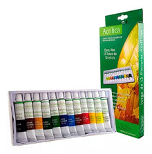 Kit Estuche Pintura Acrílica Rodart Tubo 12 Colores 12 Ml