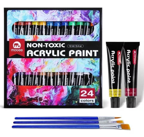Pintura Acrílica Profesional Con 12 Ml 3 Pinceles