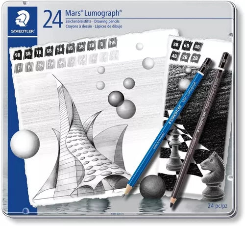 Lápices Para Diseño Mars Lumograph Staedtler Estuche 24 Pzs