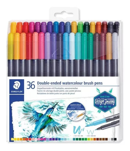 Marcador Doble Punta Pincel Marsgraphic Staedtler Con 36 Pzs