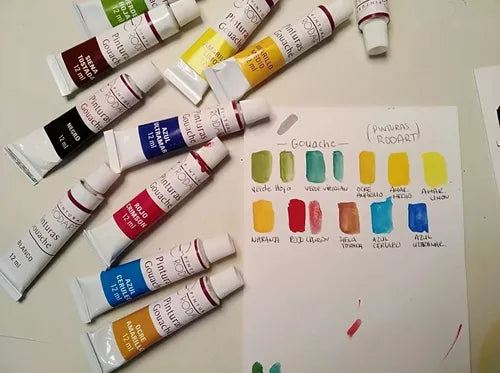 Kit Estuche Pinturas Gouache Rodart Tubo 12 Colores 12 Ml