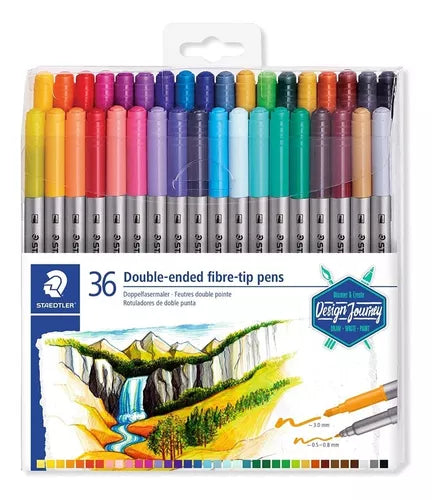 Plumón Marcador Staedtler Duo Color Doble Punta 36 Colores