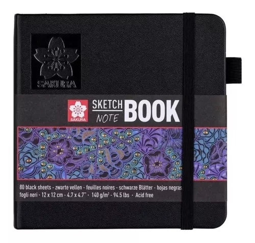Libreta Sakura Sketch Book Hoja Negra 12 X 12 Cm 140g 80 Hjs