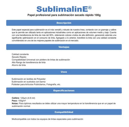 Papel Para Sublimación Sublimar Carta Kronaline 125 Hojas