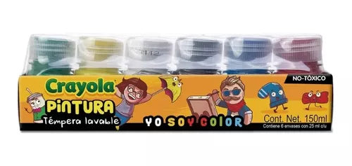 Pintura Témpera Lavable Crayola 6 Frascos De 25 Ml C/u - MarchanteMX