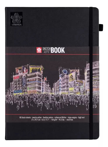 Libreta Sakura Sketch Book Hoja Negra 21 X 29 Cm 140 G 80 H