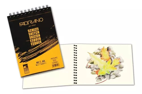 Block Fabriano Arte Sketch Esbozo Espiral 90 G A5 60 Hojas