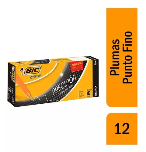 Pluma Lapicero Bic Cristal Punto Fino 0.8 Mm Caja 12 Pzs