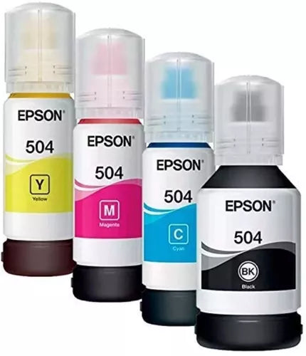 Kit 4 Tintas Epson T504 Ecotank Tinta Continua L4150 L4160