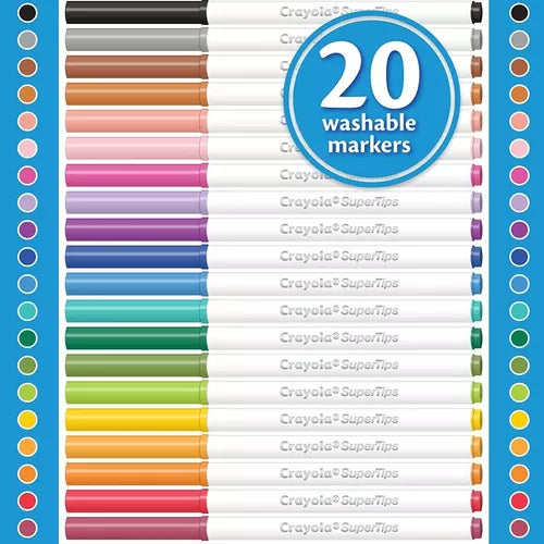 Plumones Crayola Supertips 100 Colores, Lavables , Delgados –
