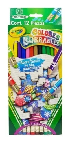 Lápices De Colores Crayola Borrables Fácil Borrado 12 Piezas - MarchanteMX
