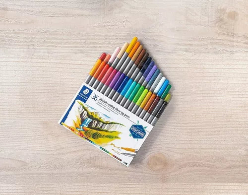 Plumón Marcador Staedtler Duo Color Doble Punta 36 Colores