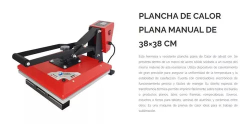 Plancha Plana Manual 38 X 38 Sublimar Sublimación Color Make
