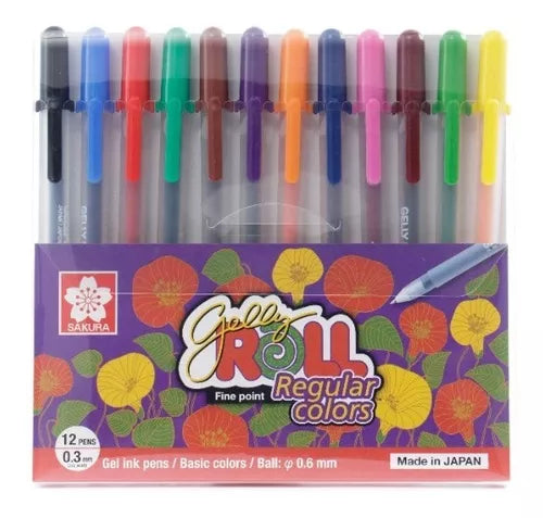 Kit De Plumas De Gel Sakura Gelly Roll Regular Colors 12 Pzs