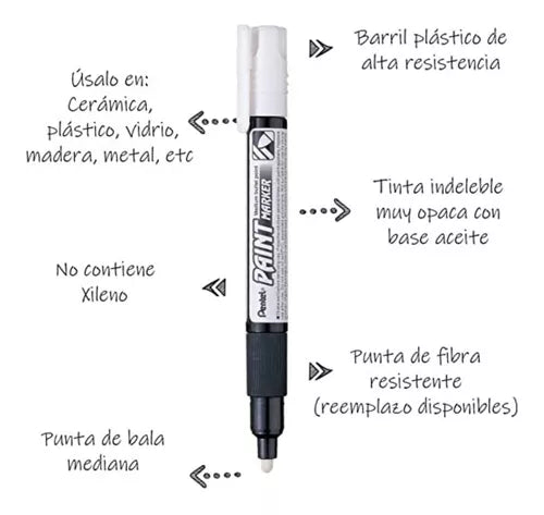 Marcador Industrial Pentel Paint Marker Punta Mediana 1 Pieza