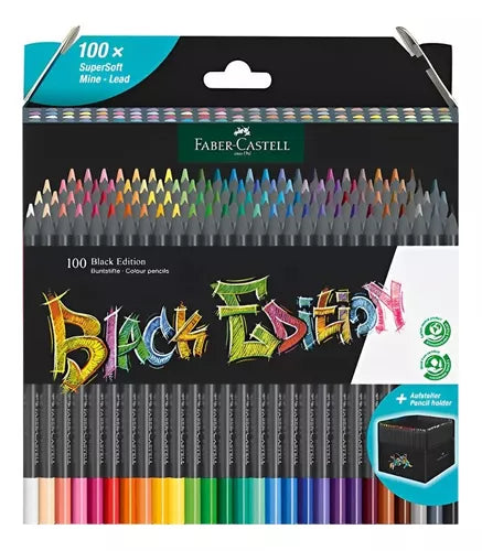 Lápices de Colores Faber Castell Super Soft Black Edition 100 Pz - MarchanteMX