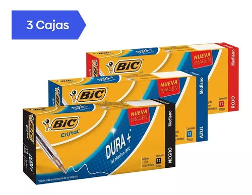 Kit Plumas Lapiceros Bic Dura+ Punto Mediano 1 Mm 36 Piezas