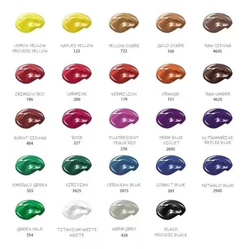 Pintura Acrílica Profesional Con 12 Ml 3 Pinceles