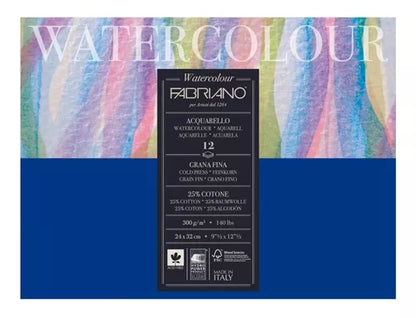 Block Fabriano Acuarela Watercolour 300g 24 X 32 Cm 20 Hojas