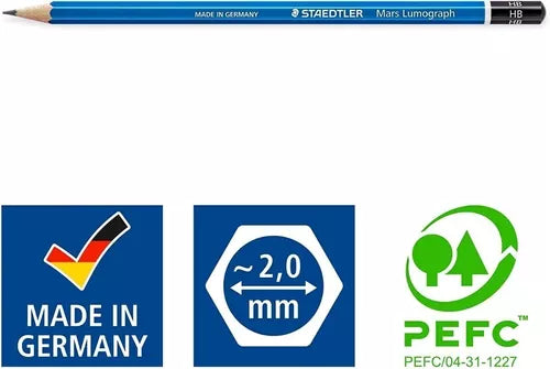 Lápices Para Diseño Mars Lumograph Staedtler Estuche 12 Pzs