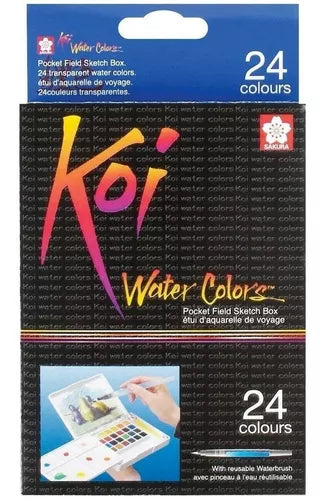 Acuarelas Sakura Koi 24 Pastillas Y Pincel Agua Estuche Arte