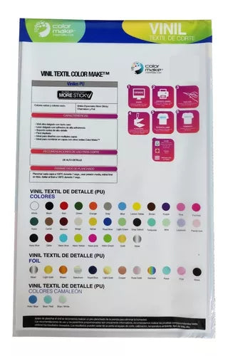 Vinil Textil Detalle More Sticky Color Make 31 X 51 Cms 12 Hojas