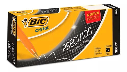 Pluma Lapicero Bic Cristal Punto Fino 0.8 Mm Caja 12 Pzs