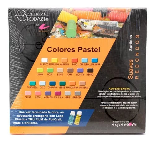 Gises Colores Pastel Suaves Redondos Rodin Rodart 24 Colores