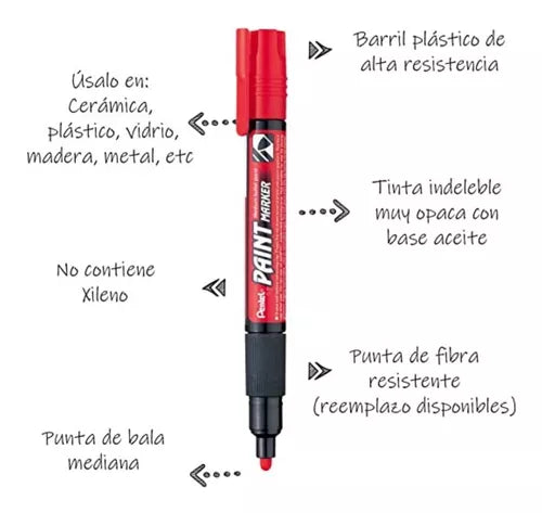 Marcador Industrial Pentel Paint Marker Punta Mediana 1 Pieza