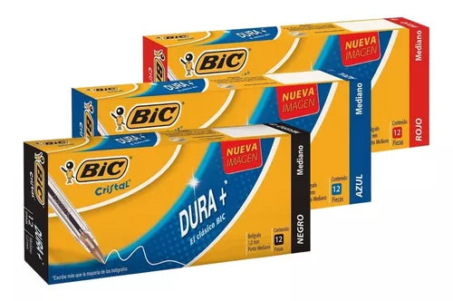 Kit Plumas Lapiceros Bic Dura+ Punto Mediano 1 Mm 36 Piezas
