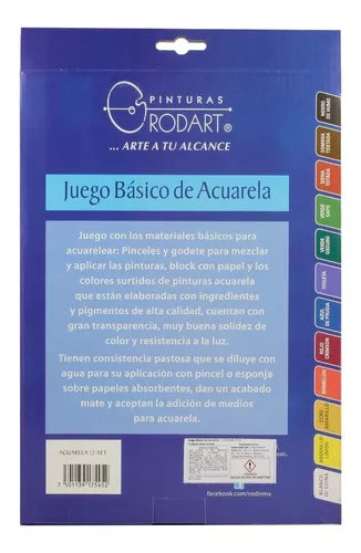 Juego Básico De Pintura Acuarela Rodart 12 Colores 12 Ml