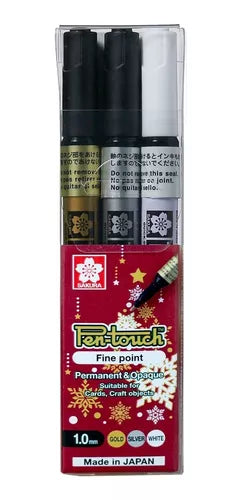 Plumón Marcador Permanente Sakura Pen Touch Fine Point 3 Pzs