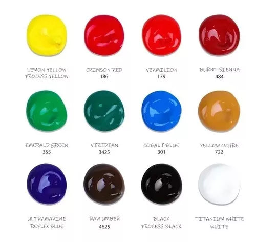 Pintura Acrílica Profesional Con 12 Ml 3 Pinceles