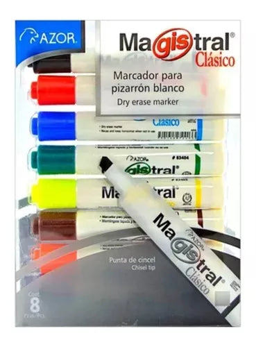 Marcador Pizarron Blanco Azor Magistral Clasico 8 Piezas