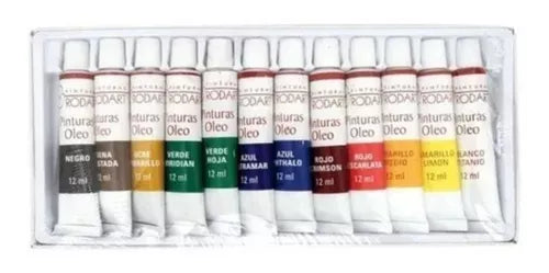 Kit Estuche Pintura Óleo Rodart Arte Tubo 12 Colores 12 Ml