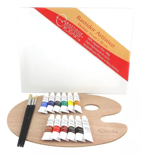 Juego Básico De Pintura Óleo Rodart Pincel 12 Colores 12 Ml