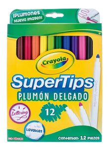 Marcadores Plumones Crayola Super Tips Lavables 12 Colores - MarchanteMX